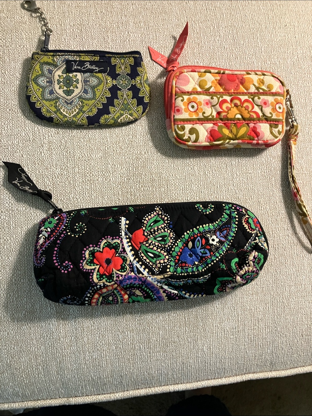 Vera Bradley Black Quilted Paisley Case with 2 coin purses